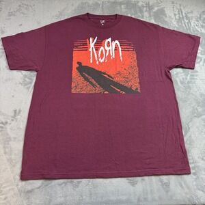 Korn Shirt Mens 2XL Maroon Red Graphic Shadow Band Tee T-Shirt Rock Music